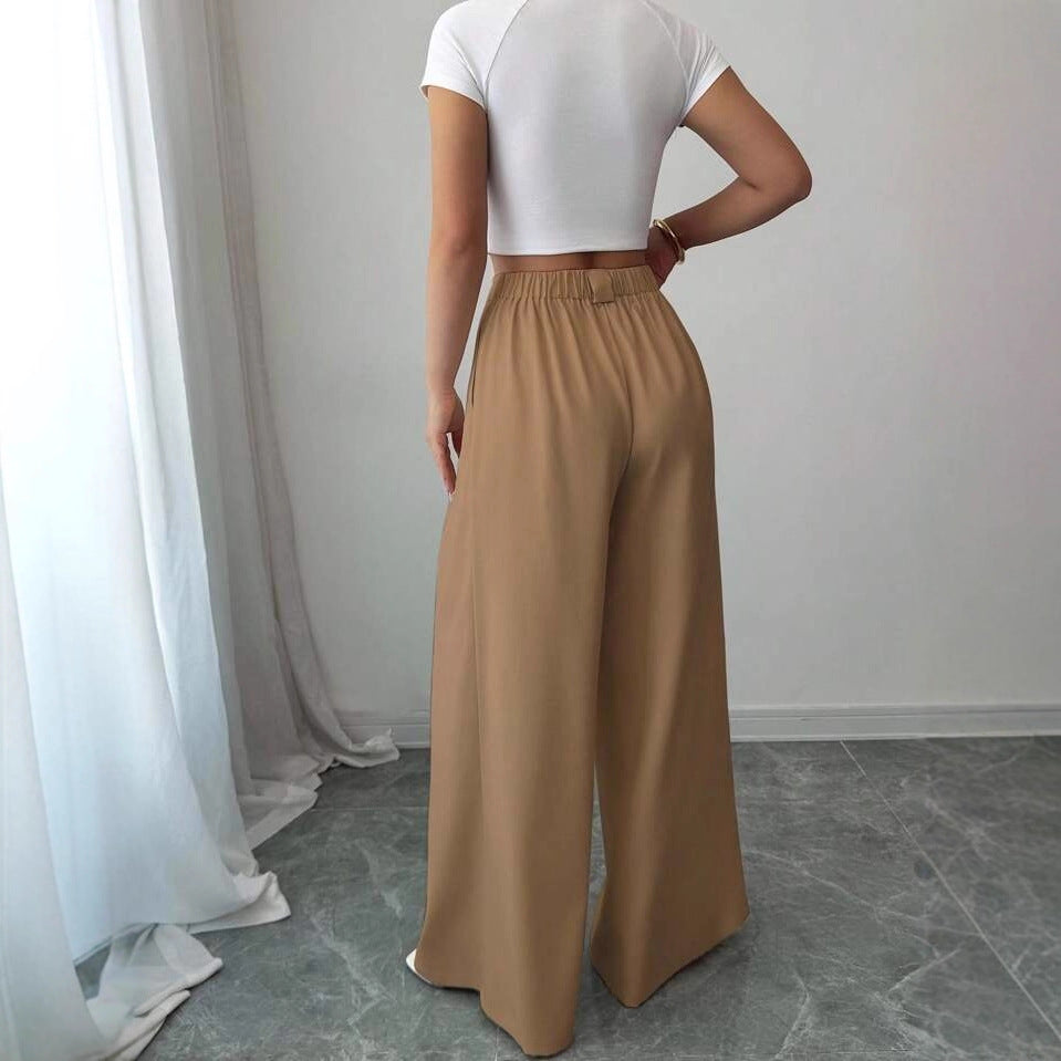 Camille Draped Straight-Leg Trousers
