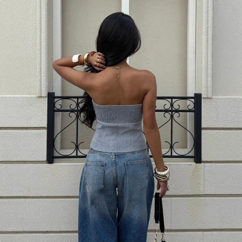 Azure Muse Asymmetrical Tube Top