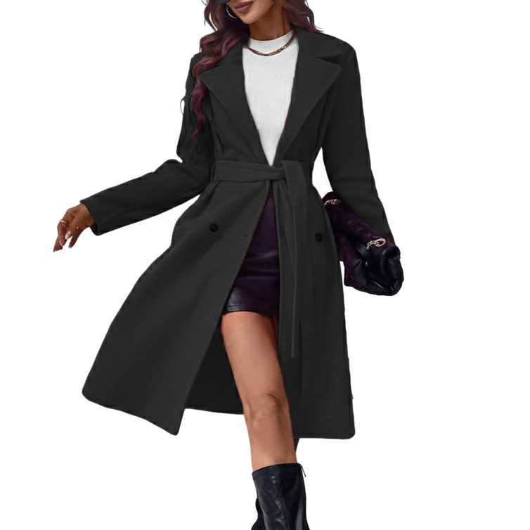Amara Luxe Belted Double-Breasted Coat