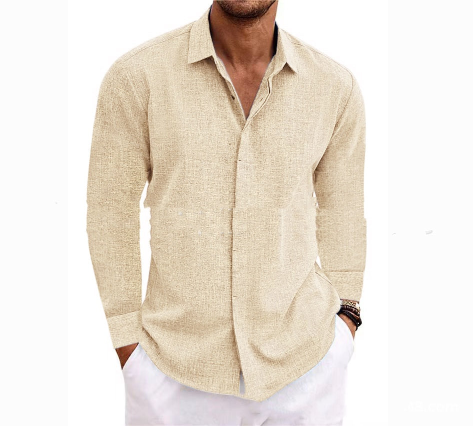 Hudson Luxe Long-Sleeve Cotton-Linen Shirt