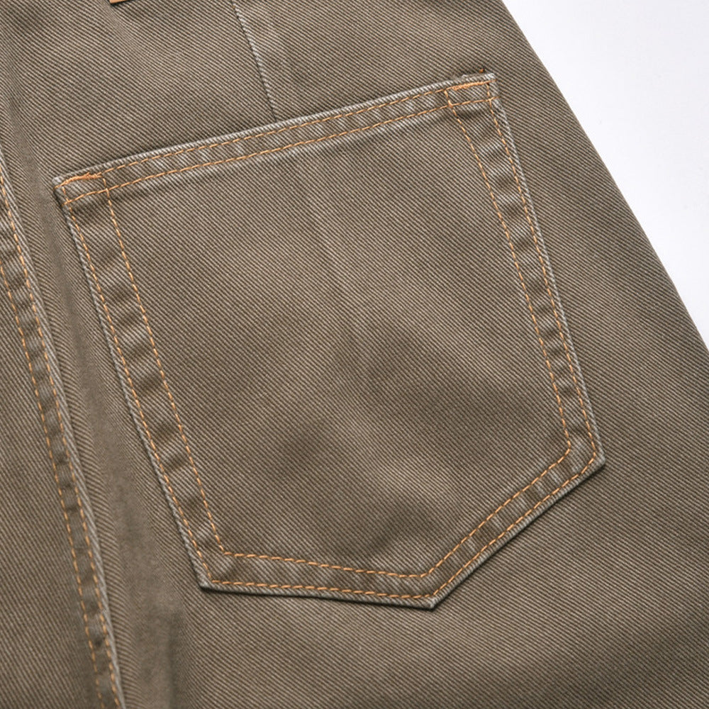 Retro Denim Straight-Leg Trousers for Men