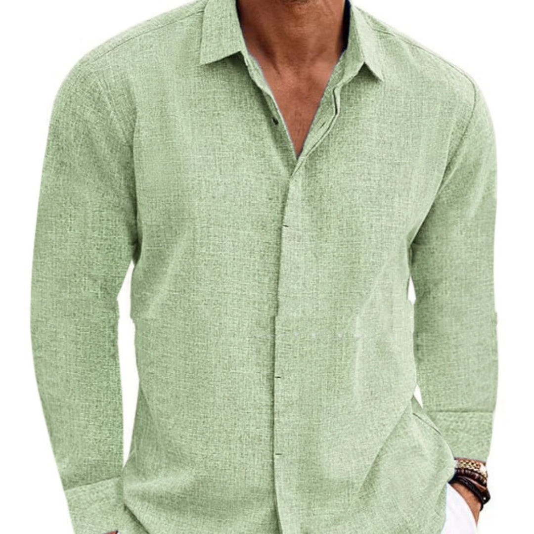 Hudson Luxe Long-Sleeve Cotton-Linen Shirt