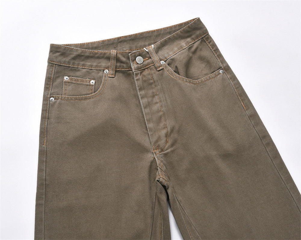 Retro Denim Straight-Leg Trousers for Men