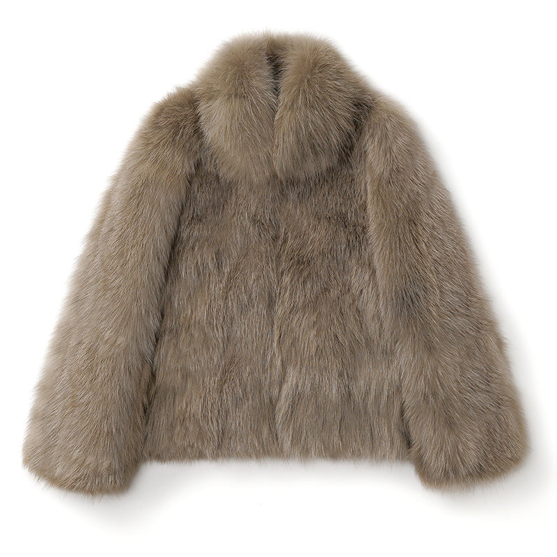 Aurora Luxe Fur-Trim Long Sleeve Coat