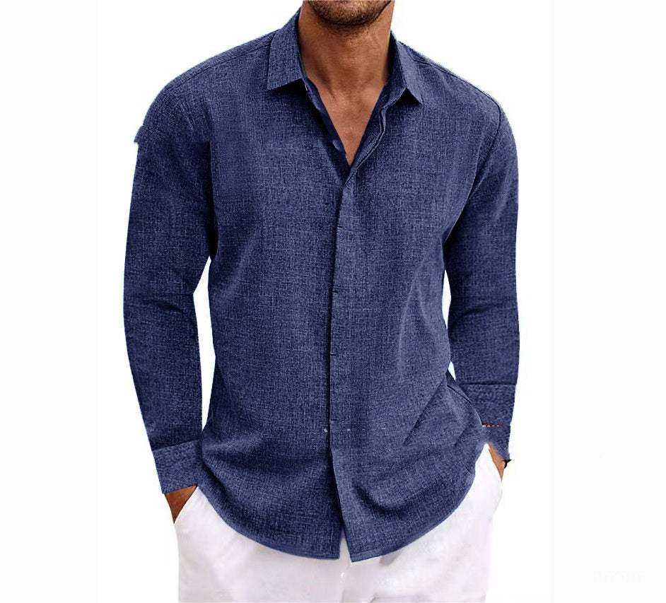 Hudson Luxe Long-Sleeve Cotton-Linen Shirt