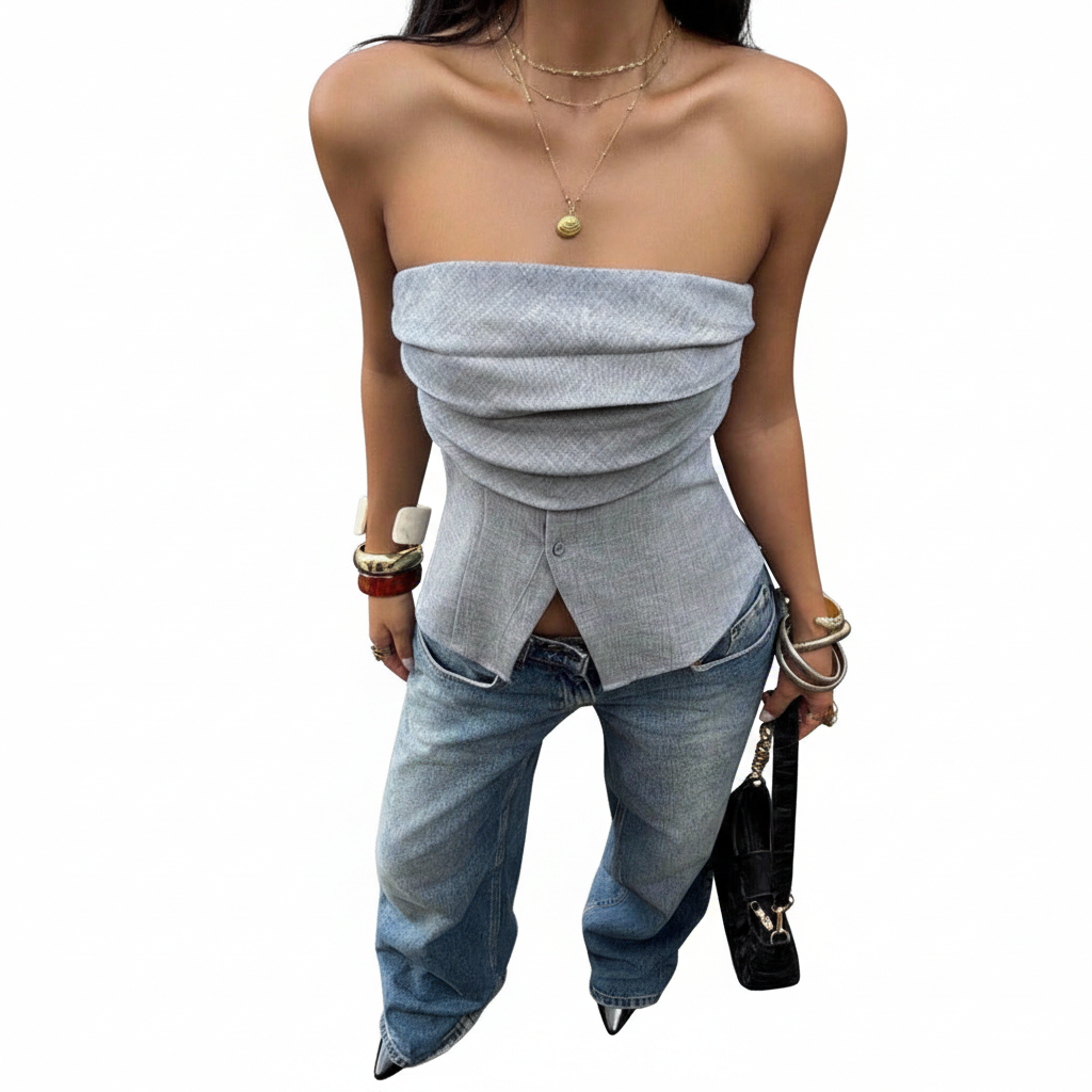 Azure Muse Asymmetrical Tube Top