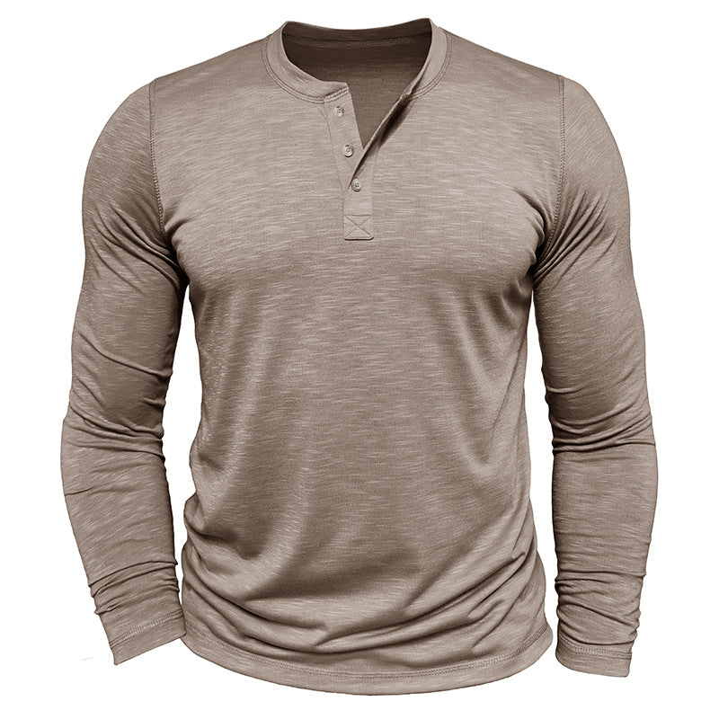 Lumière Luxe Long-Sleeve Henry Collar Tee