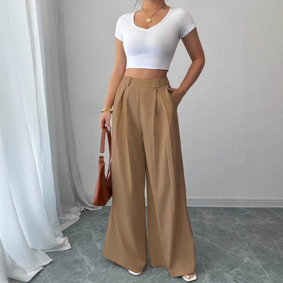 Camille Draped Straight-Leg Trousers