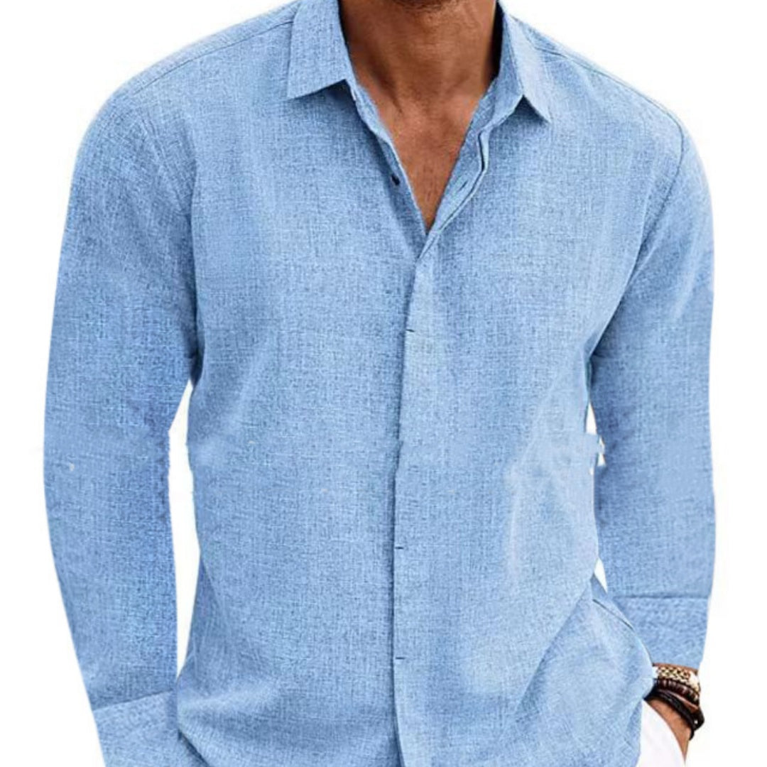 Hudson Luxe Long-Sleeve Cotton-Linen Shirt