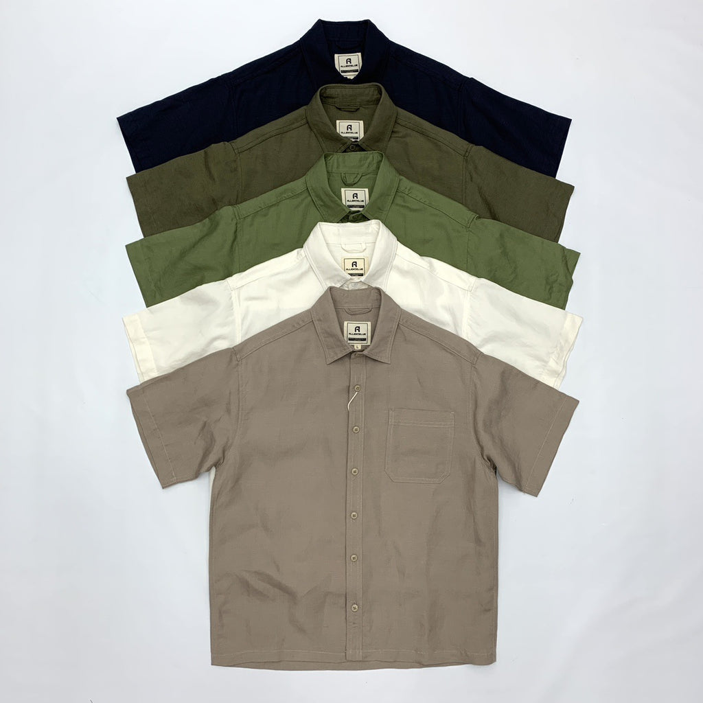 Flat Hem Cotton And Linen Short-sleeved Shirt Men's Japanese-style Retro Linen