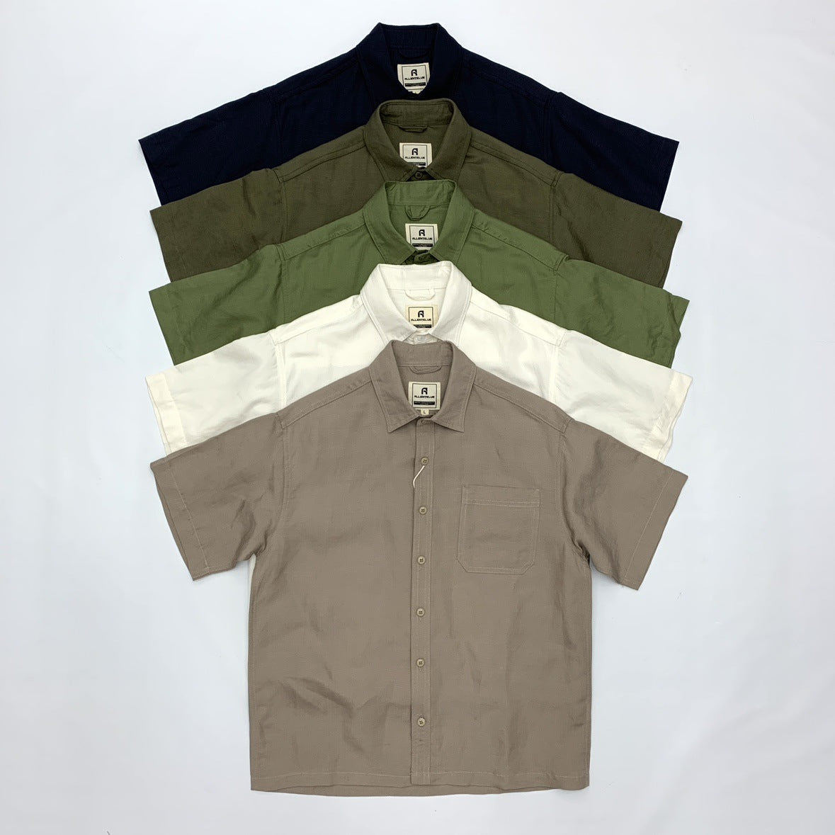 Flat Hem Cotton And Linen Short-sleeved Shirt Men's Japanese-style Retro Linen