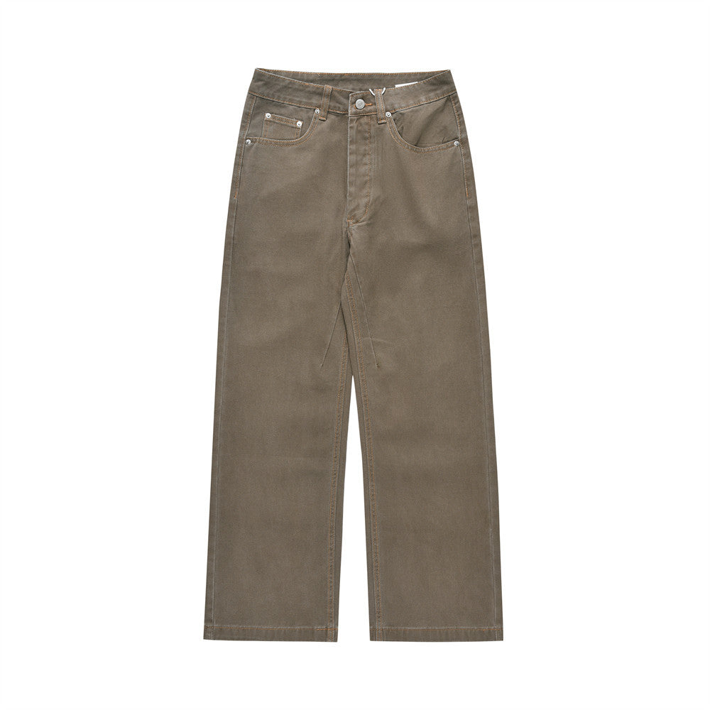 Retro Denim Straight-Leg Trousers for Men