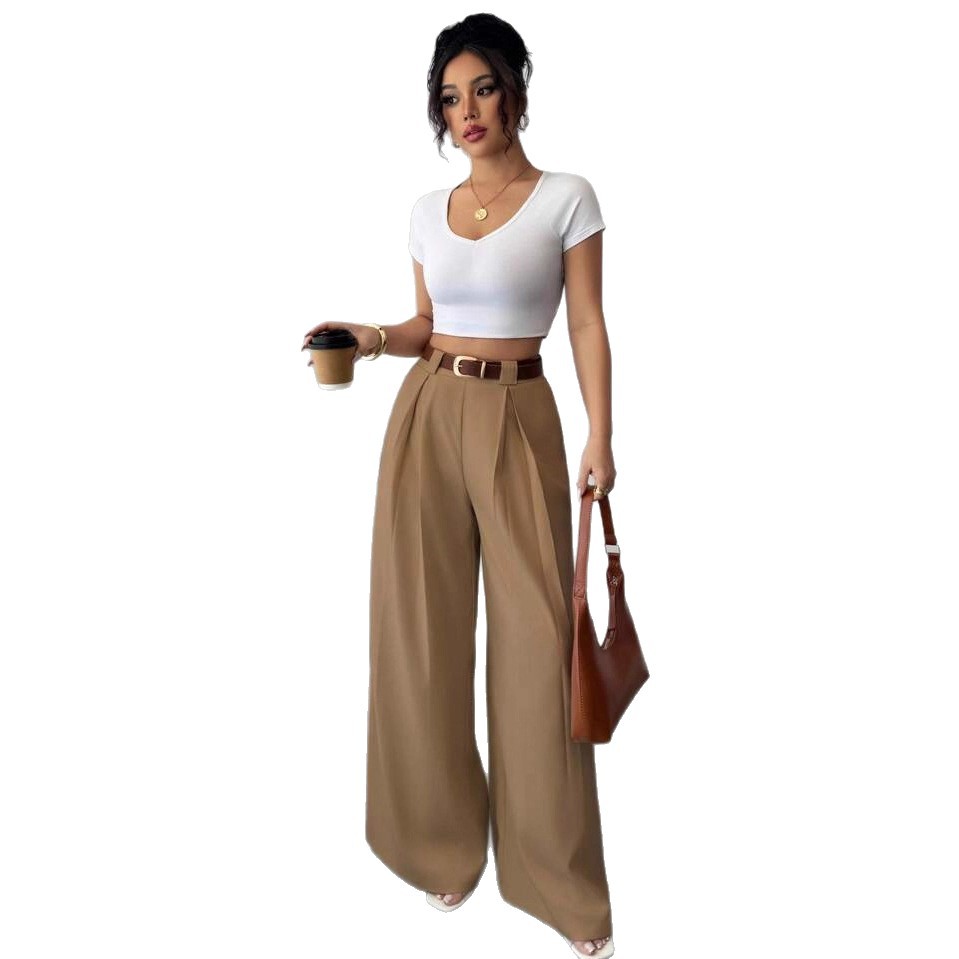Camille Draped Straight-Leg Trousers