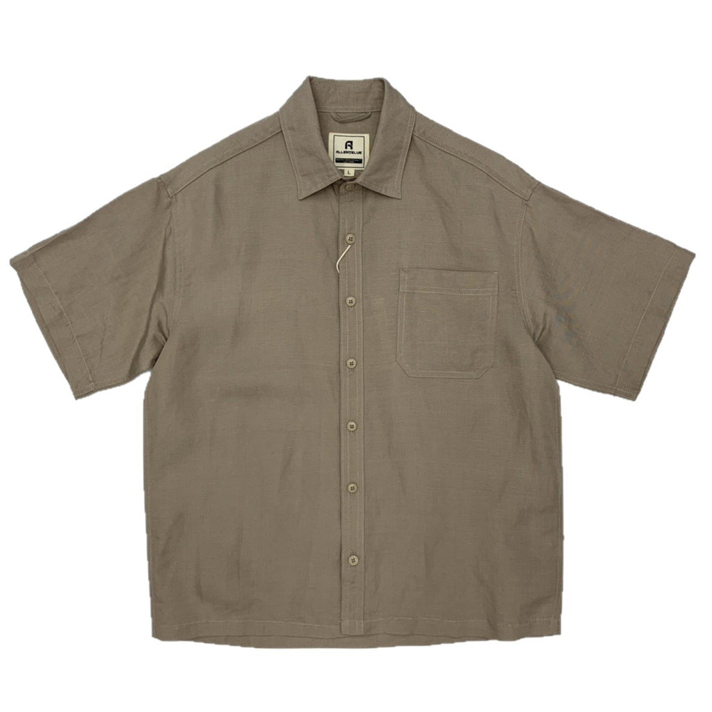 Flat Hem Cotton And Linen Short-sleeved Shirt Men's Japanese-style Retro Linen