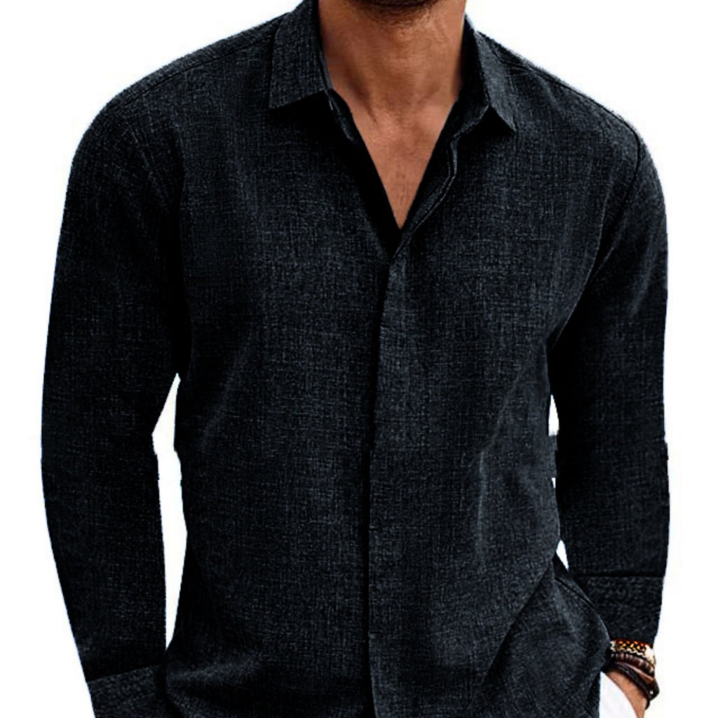 Hudson Luxe Long-Sleeve Cotton-Linen Shirt