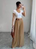 Camille Draped Straight-Leg Trousers